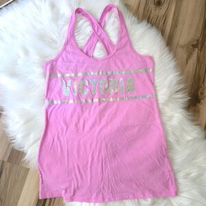Victoria's Secret Pink Racerback Tank Top with Holographic Lettering Size Medium